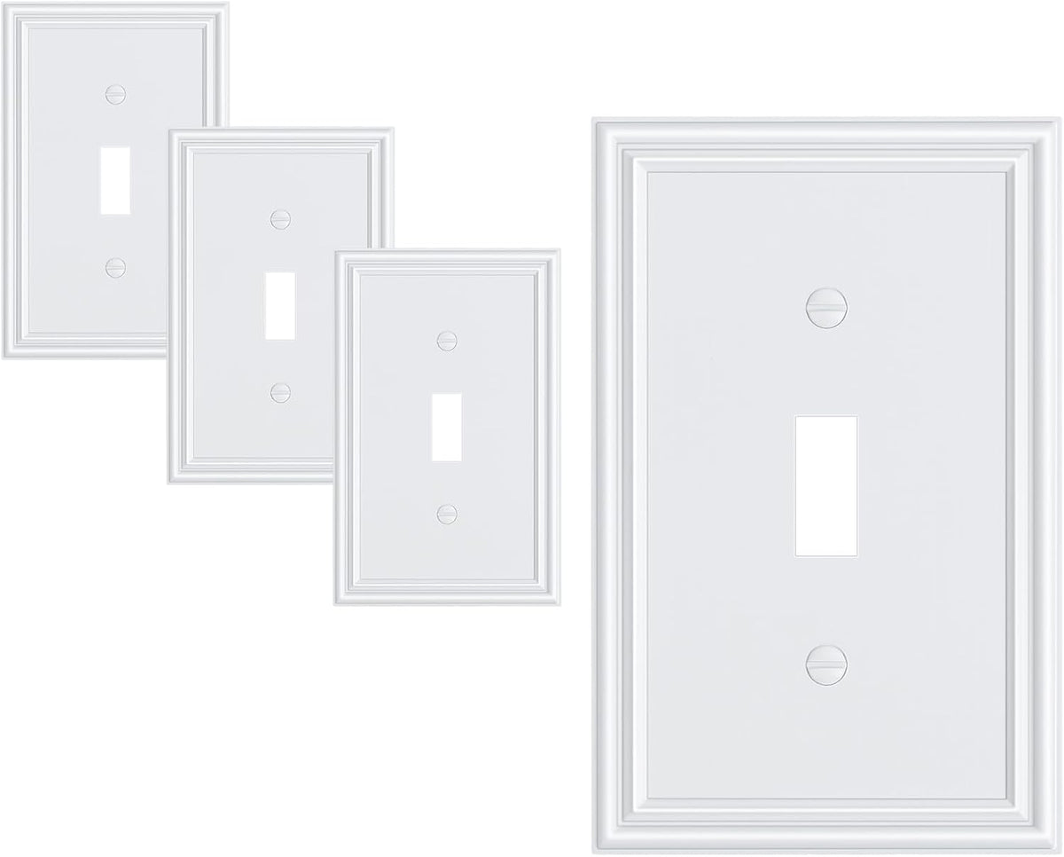 4-Pack Single Toggle Light Switch Cover Plate, Durable Solid Zinc Alloy Decorative Switch Plate