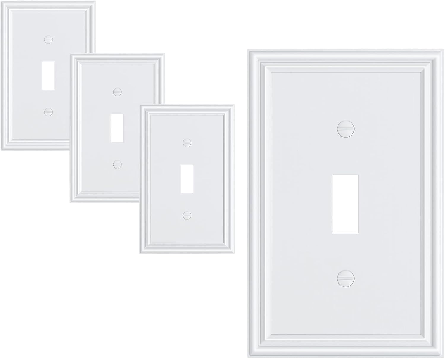 4-Pack Single Toggle Light Switch Cover Plate, Durable Solid Zinc Alloy Decorative Switch Plate
