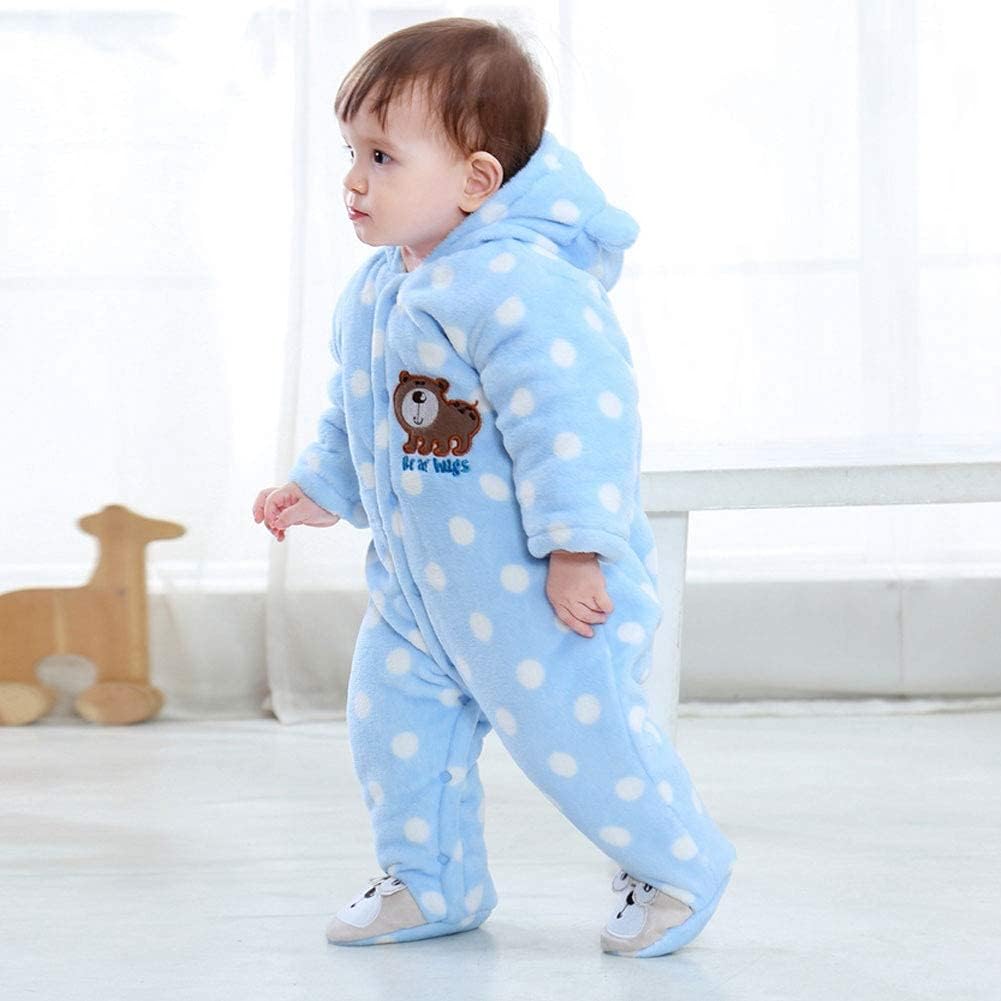 XIFAMNIY Baby Newborn Jumpsuit Footie Hooded Thicken Winter Bunting Outwear Snowsuit Pajamas for