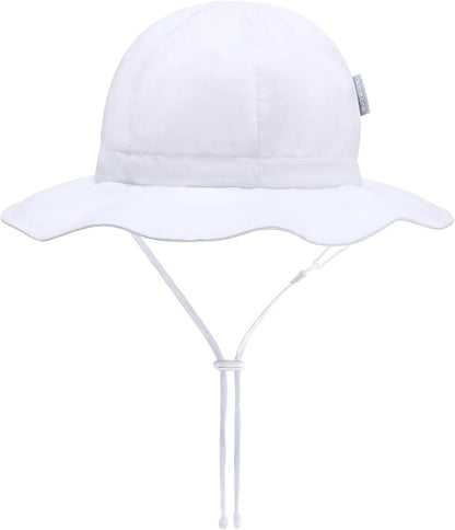 UPF 50+ Baby Bucket Hat - Wide Brim Sun Protection Beach Cap for Girls - Cute & Adjustable Toddler