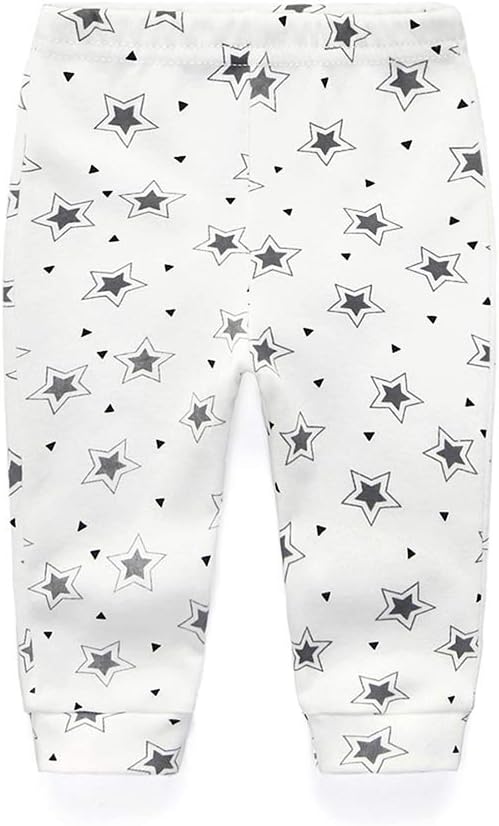 Unisex Newborn Baby Cotton 4-Pack Pants Embroidery Pringting Casual Leggings 0-24 Months for Boys