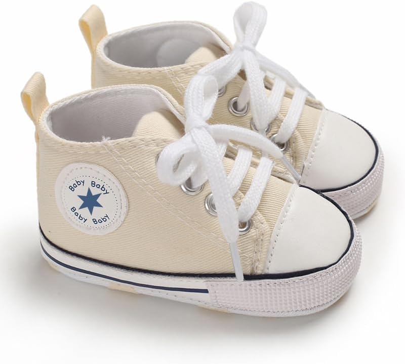 Unisex Baby Girls Boys Canvas High-top Shoes, Newborn Infant Anti-Slip Soft Sole Frist Walking