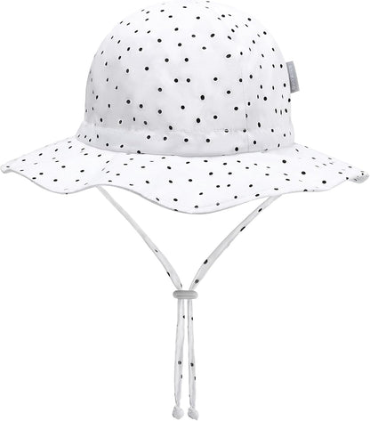 UPF 50+ Baby Bucket Hat - Wide Brim Sun Protection Beach Cap for Girls - Cute & Adjustable Toddler