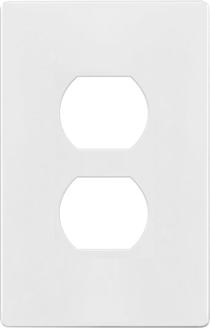 TG Mid-Size Screwless Duplex Wall Plate, Child Safe Receptacle Outlet Cover, Medium Size 1-Gang
