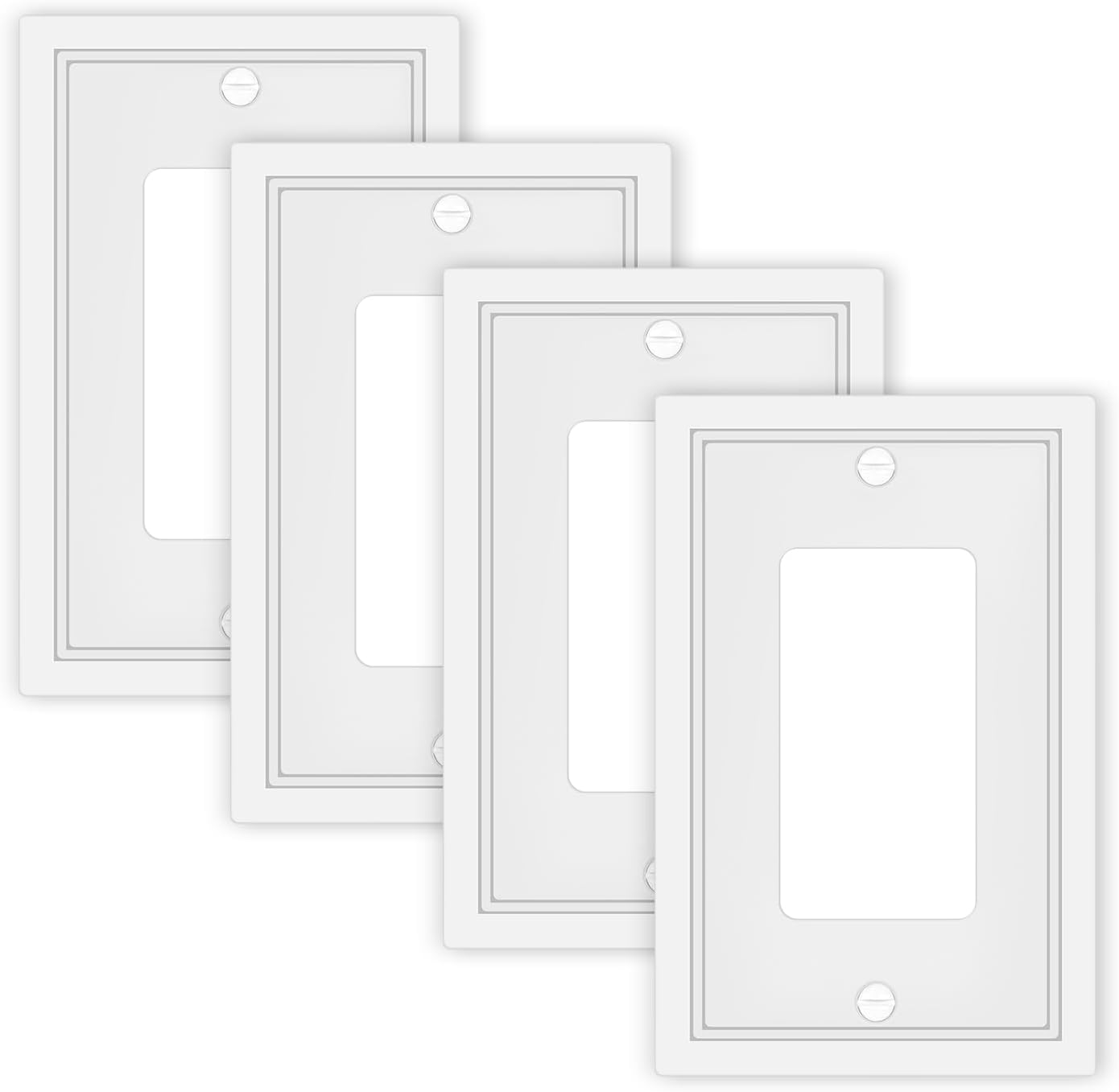 4 Pack Single Decorator Switch Cover Plate White Classic Decorative Decorator Switch Plates Cover 1