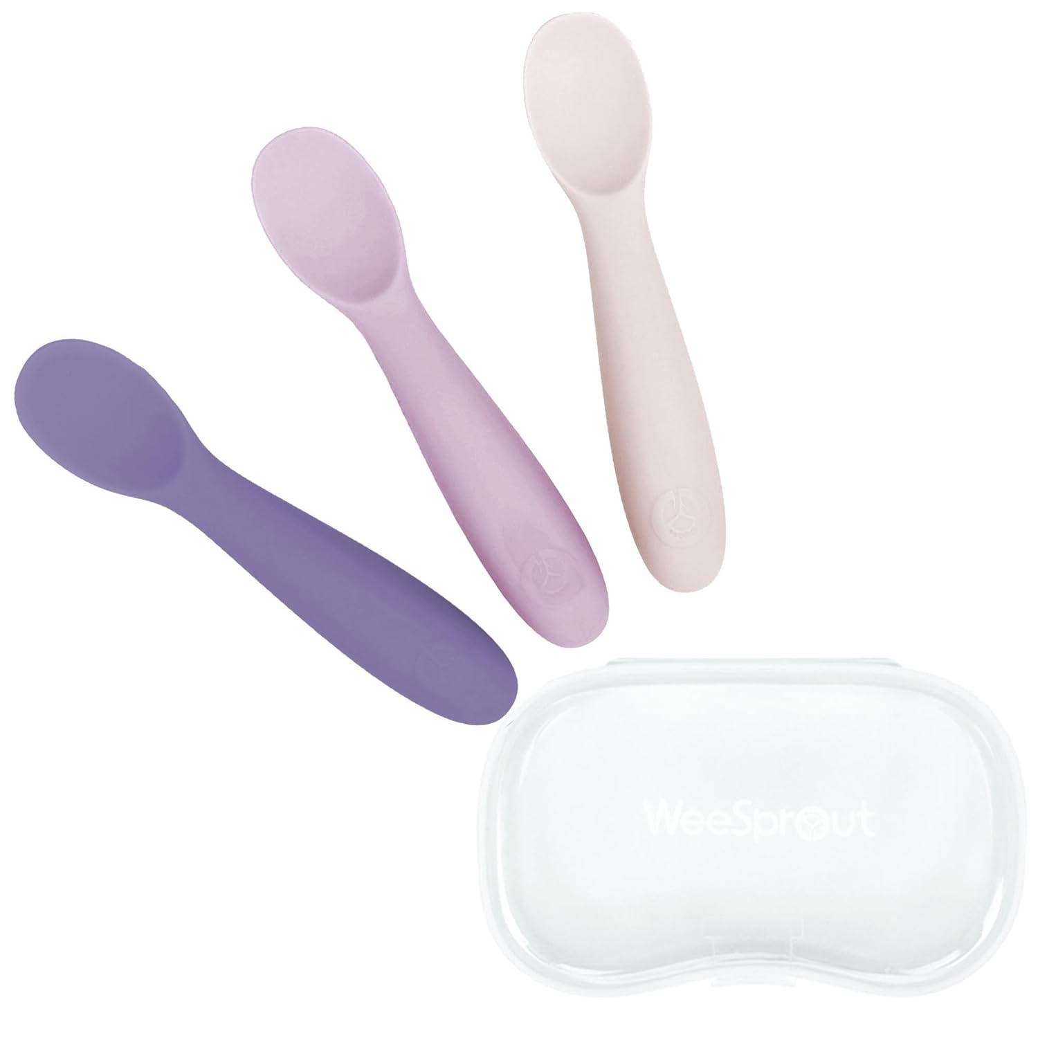 WeeSprout Baby Spoons for Self Feeding 6 Months +, Soft & Durable Silicone Utensils for Sensitive