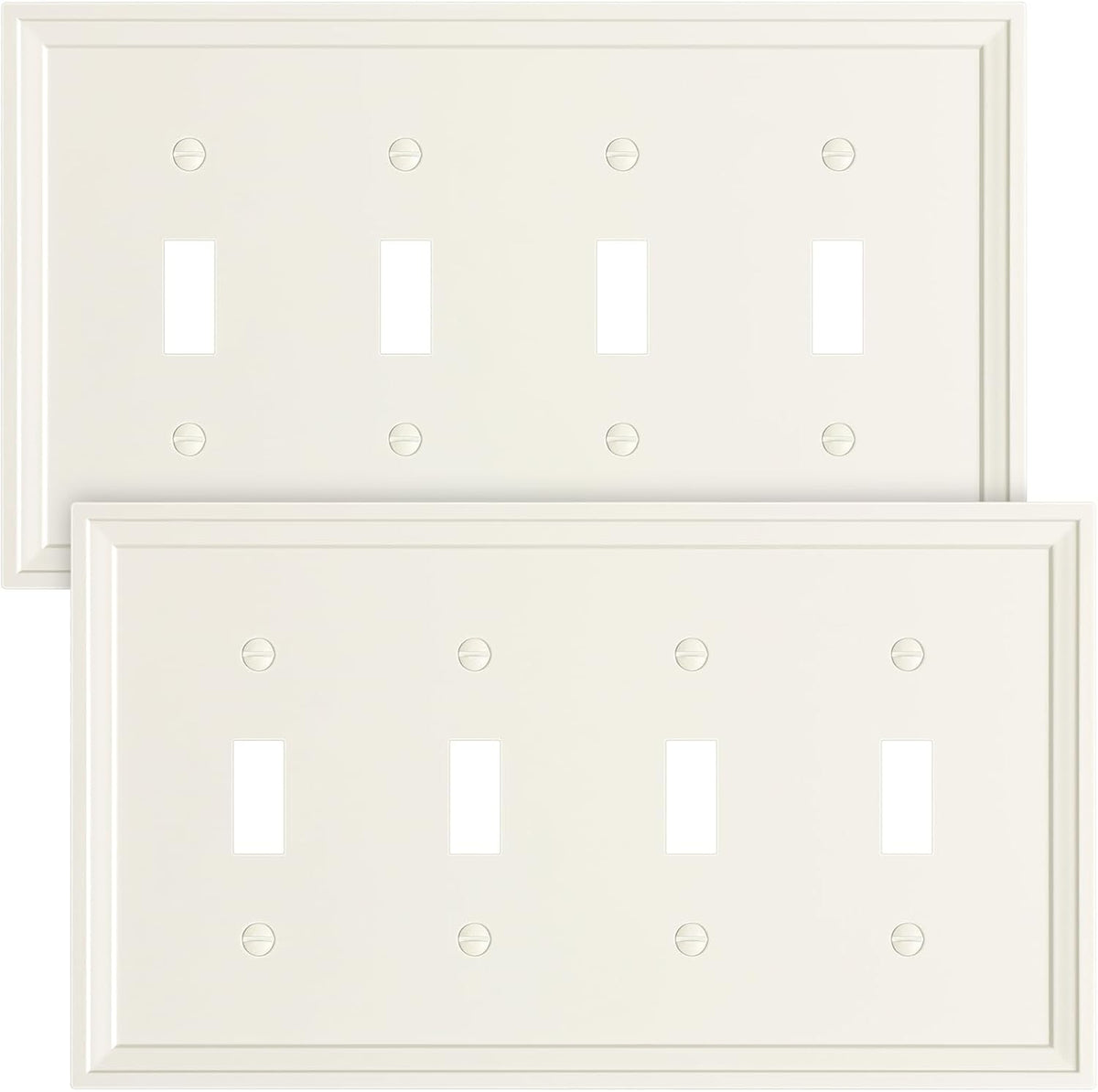 2-Pack Quad Toggle Light Switch Cover Plate, Light Almond Decorative Switch Plate Covers, Natural