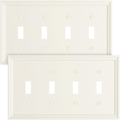 2-Pack Quad Toggle Light Switch Cover Plate, Light Almond Decorative Switch Plate Covers, Natural