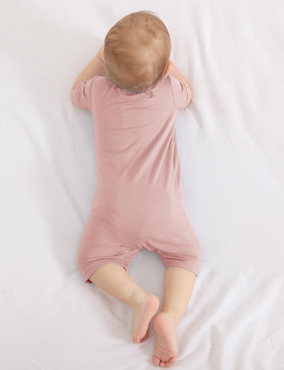 Jimonda Boys Baby Girls Short Sleeve Romper Unisex Baby Footless Pajamas With Viscose 2-Way Zipper