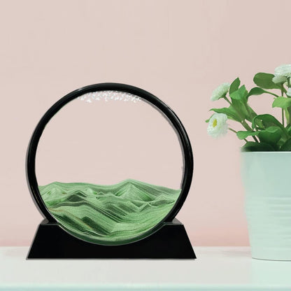 Aoderun Moving Sand Art Picture Round Glass 3D Deep Sea Sandscape in Motion Display Flowing Sand