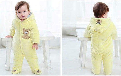 XIFAMNIY Baby Newborn Jumpsuit Footie Hooded Thicken Winter Bunting Outwear Snowsuit Pajamas for