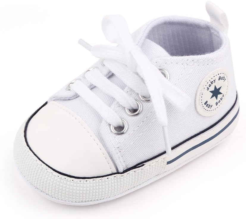 Unisex Baby Girls Boys Canvas High-top Shoes, Newborn Infant Anti-Slip Soft Sole Frist Walking
