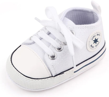 Unisex Baby Girls Boys Canvas High-top Shoes, Newborn Infant Anti-Slip Soft Sole Frist Walking