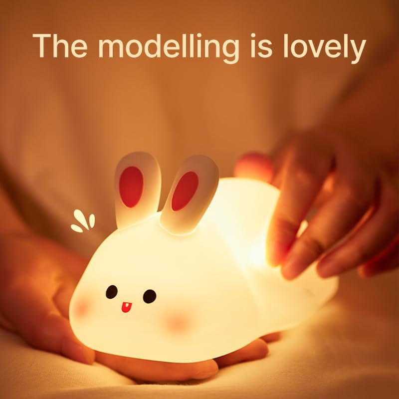 Squishy Bunny Night Light, Cute Easter Rabbit, Bunny Lamp, Led Big Face Rabbit Decor, Novelty