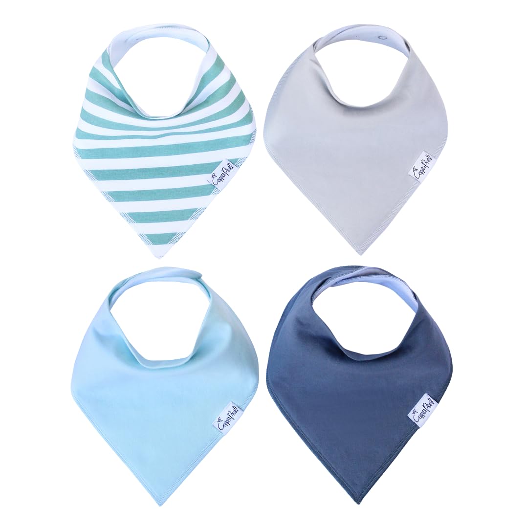 Copper Pearl 4 Pack Soft Cotton Baby Bibs for Drooling and Teething, Absorbent Drool Bibs for Baby