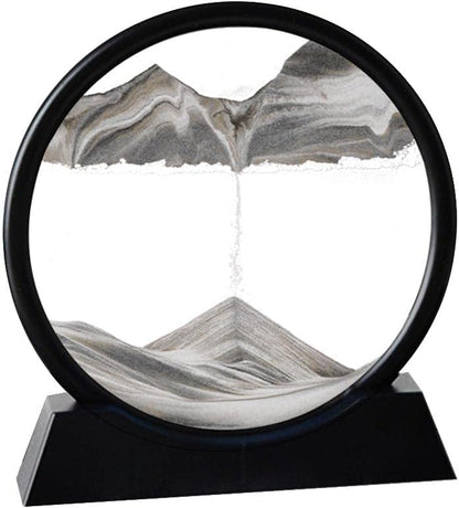 Moving Sand Art Picture in Motion Round Glass 3D Deep Sea Landscape, Dynamic Sand Art Sandscapes