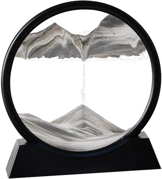 Moving Sand Art Picture in Motion Round Glass 3D Deep Sea Landscape, Dynamic Sand Art Sandscapes
