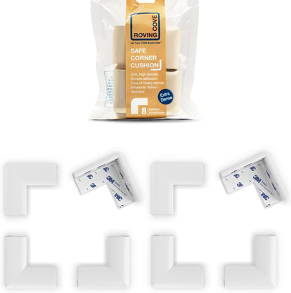 Roving Cove Slim-Fit Corner Protector for Baby Proofing (8 Small Corners), Soft Rubber Foam