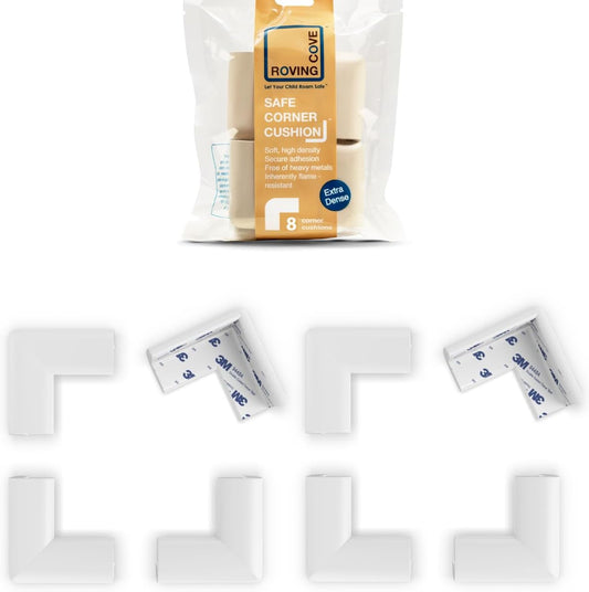 Roving Cove Slim-Fit Corner Protector for Baby Proofing (8 Small Corners), Soft Rubber Foam