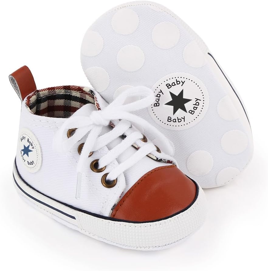 Unisex Baby Girls Boys Canvas High-top Shoes, Newborn Infant Anti-Slip Soft Sole Frist Walking