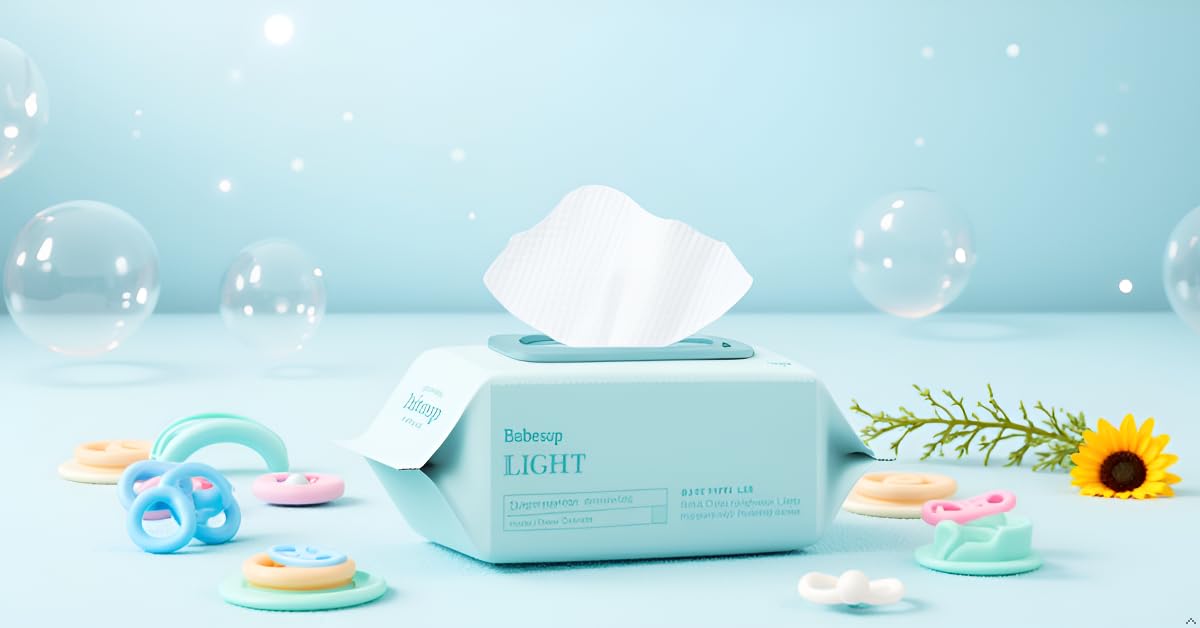 Korea's #1 Light Baby Wipes - Hypoallergenic, Water-Based, Unscented, Alcohol & Paraben-Free – 50
