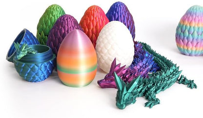 Cessfle 3D Printed Dragon in Egg, Crystal Dragon Eggs with Dragon Inside, Full Articulated Dragon