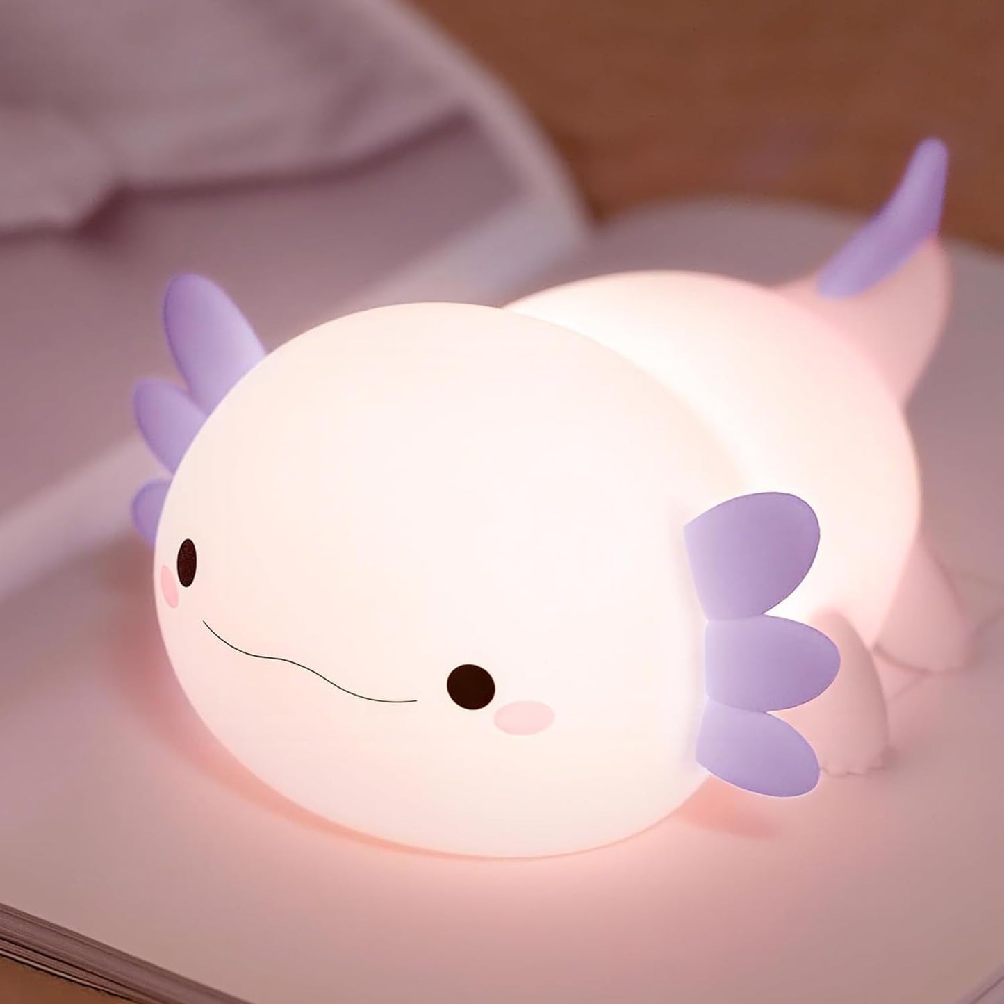 Axolotl Night Light for Kids,Cute Purple Axolotl Lamp,LED Squishy Nursery Nightlight, Food Grade