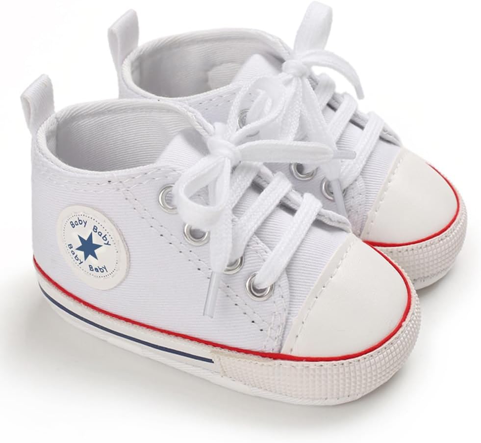 Unisex Baby Girls Boys Canvas High-top Shoes, Newborn Infant Anti-Slip Soft Sole Frist Walking
