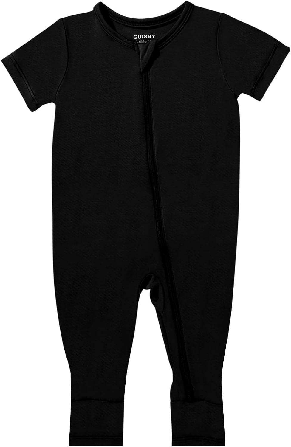 GUISBY Rayon Made from Bamboo Baby Pajamas, Summer Short Sleeve Footless Rompers, 2 Way Zipper
