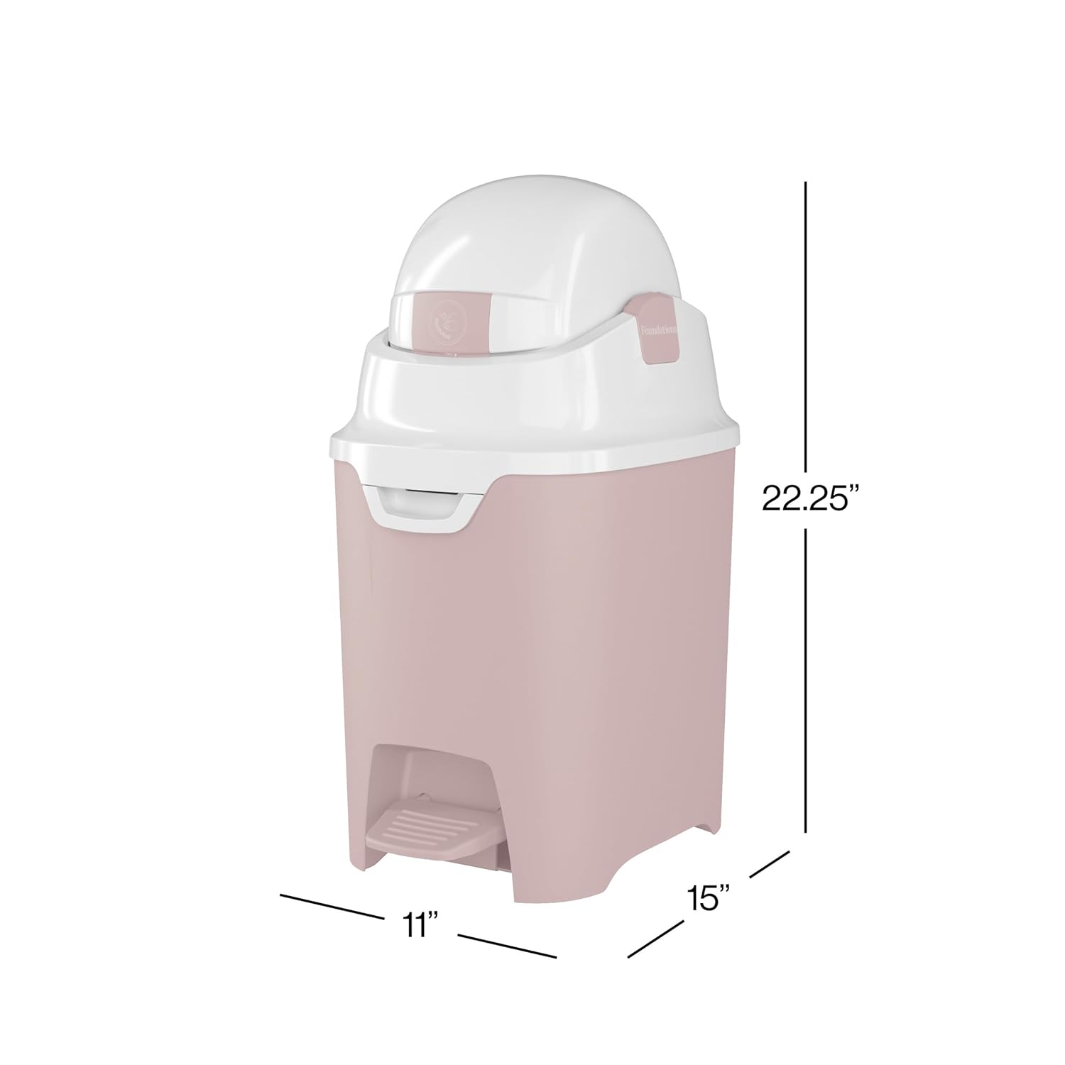 Foundations Mini Hands-Free Diaper Pail with Airtight Lid - Durable & Odorless Diaper Disposal
