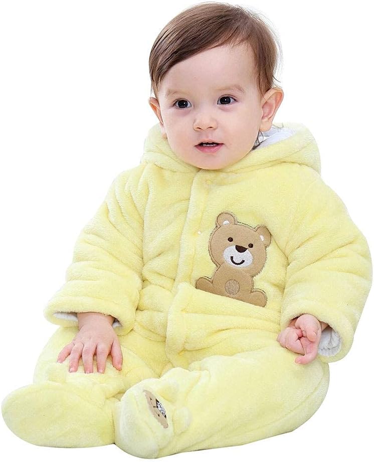 XIFAMNIY Baby Newborn Jumpsuit Footie Hooded Thicken Winter Bunting Outwear Snowsuit Pajamas for
