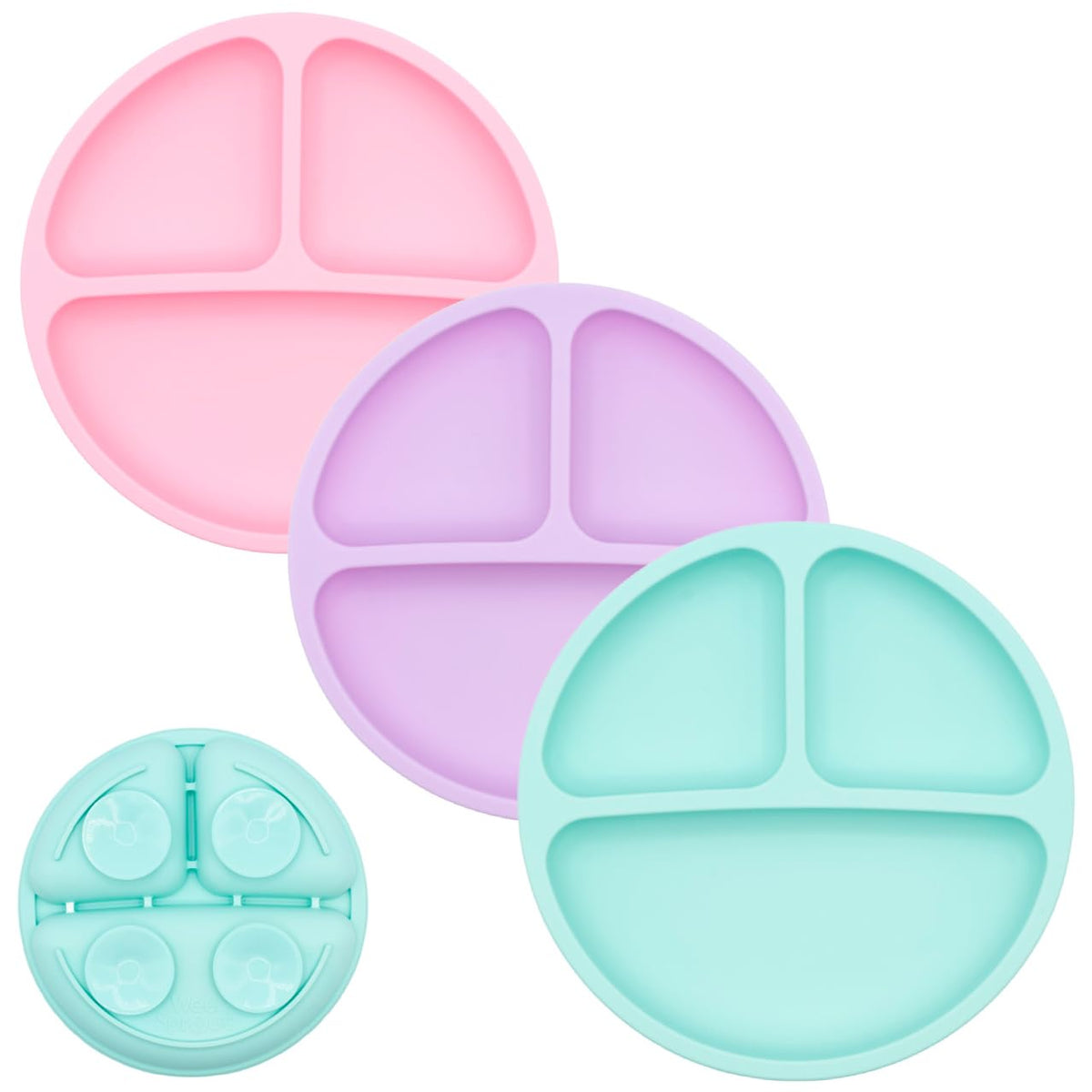 WeeSprout Suction Plates for Babies & Toddlers - 100% Silicone, Dinnerware Stays Put, Divided
