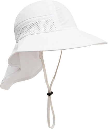 CHUNG Baby Sun Protection Hat Summer Toddler Adjustable UPF 50+ Wide Brim Neck Flap Beach Caps Boys
