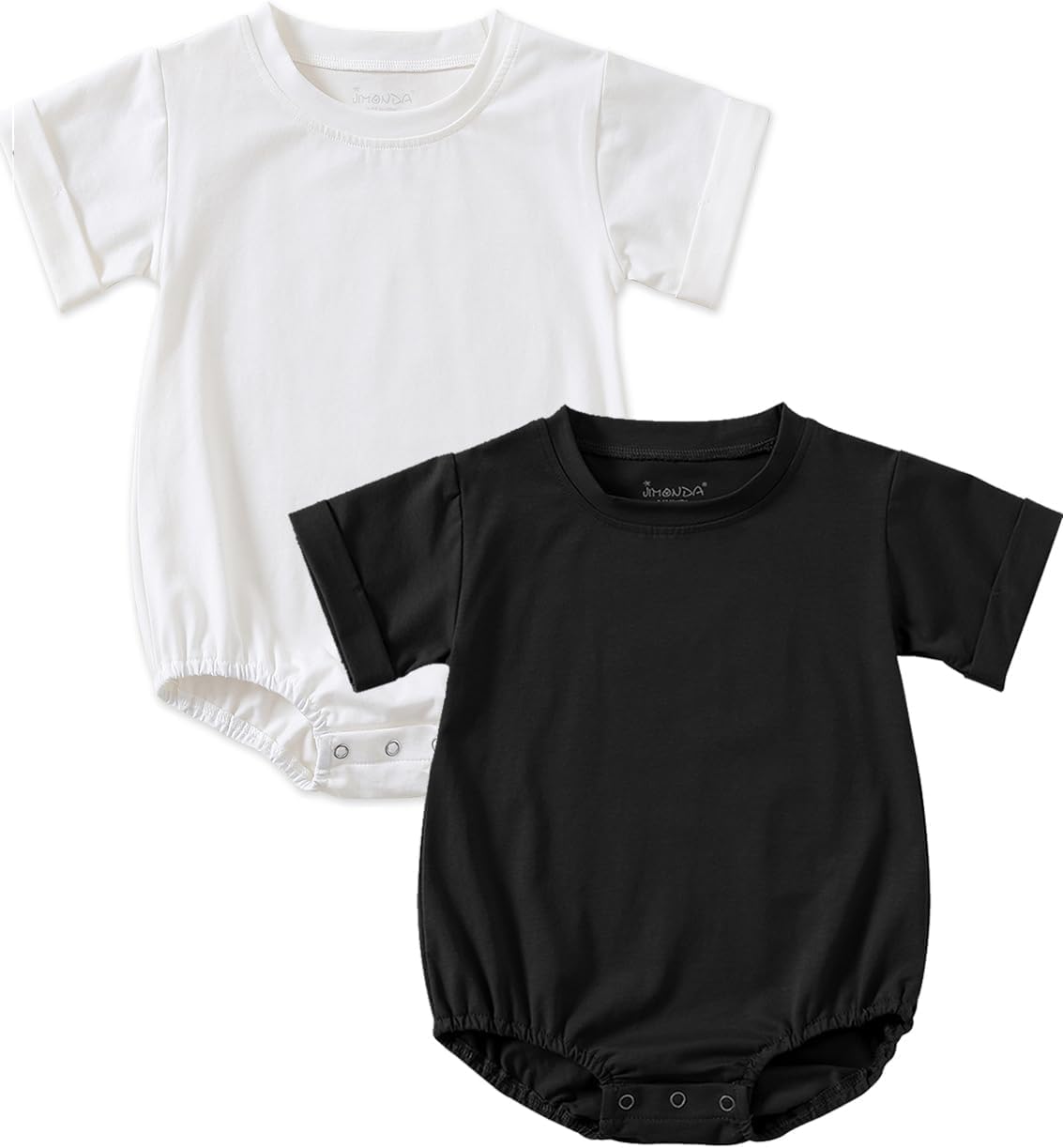 Jimonda Baby Bubble Romper Boy Girl Solid Color T-Shirt Outfits Short Sleeve Bodysuit Organic