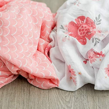 GRACED SOFT LUXURIES Premium Muslin Baby Swaddle Blankets 2 Pack | Large 47 x 47 inch | 100% Cotton