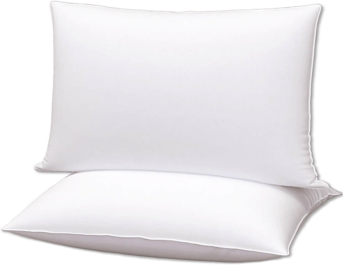 Squishy Flat Bed Pillows Queen Size Set of 2 Extra Soft Thin Pillow for Stomach Sleeping Adults