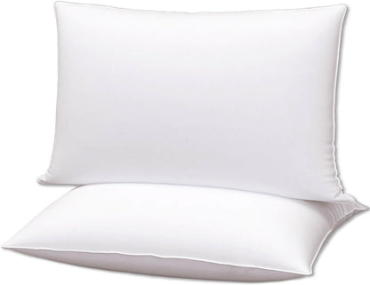Squishy Flat Bed Pillows Standard Size Set of 2 Extra Soft Thin Pillow for Stomach Sleeping Adults
