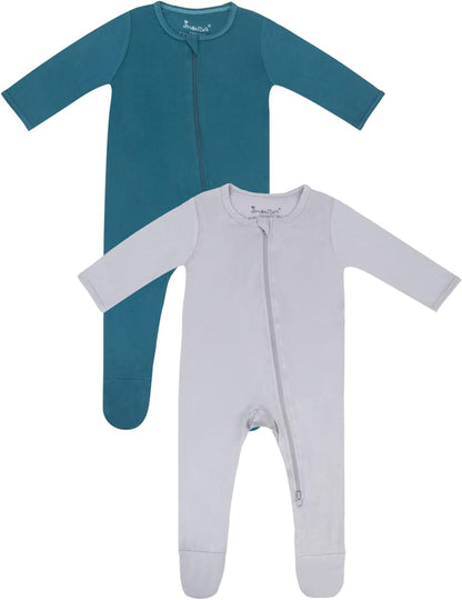 Jimonda Bamboo Baby Pajamas,Unisex Boys Girls One-Piece Footies,Long Sleeve Sleepers 2-Way Zip