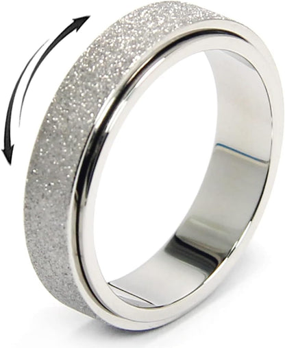 Anxiety Ring for Women Men, Titanium Stainless Steel Spinner Ring, 5 Colors, 6MM, Size 6-10, 3