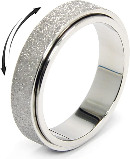 Anxiety Ring for Women Men, Titanium Stainless Steel Spinner Ring, 5 Colors, 6MM, Size 6-10, 3