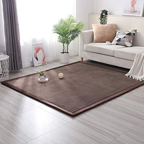 Loartee Coral Velvet Crawling Rugs Area Rugs Play Mat (6'8"x9'8", Coffee) for Toddler Children Yoga