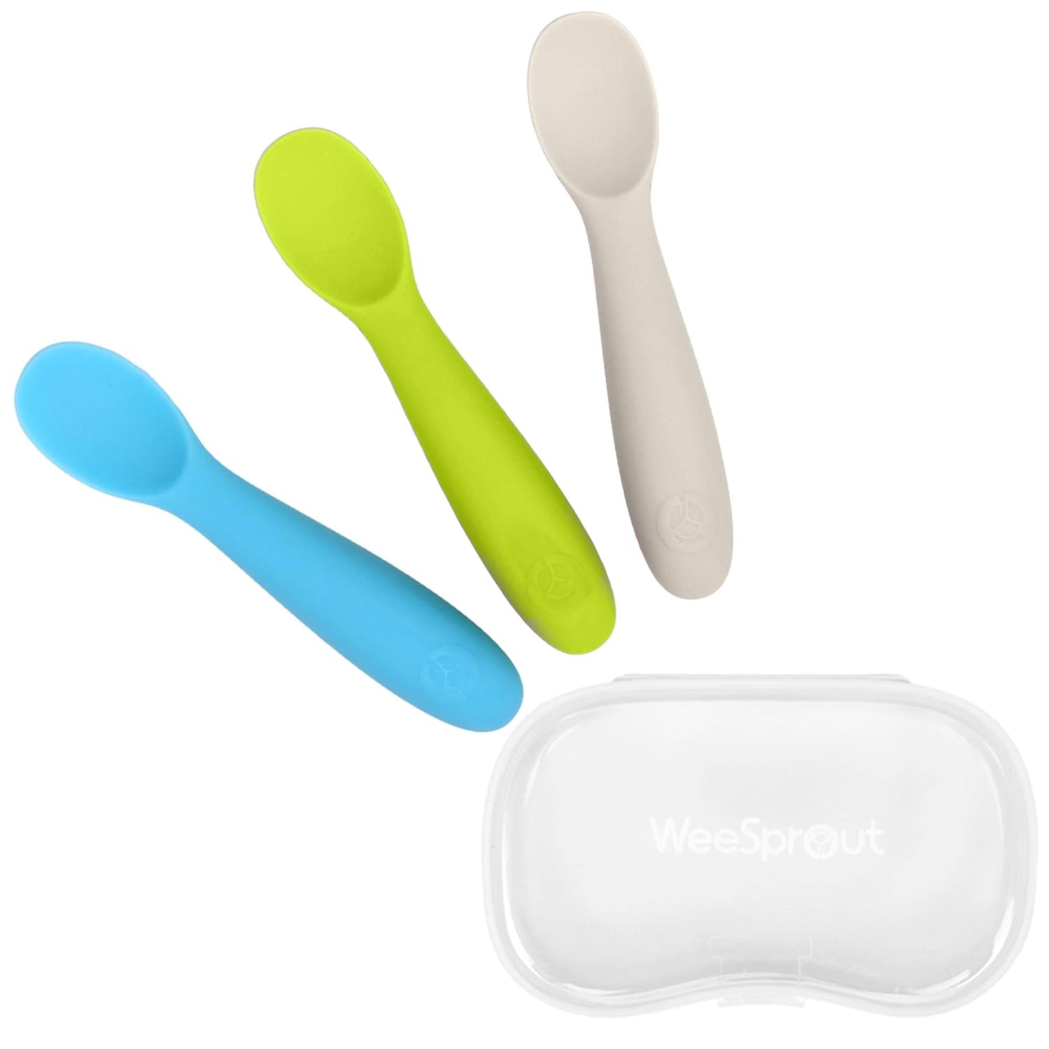 WeeSprout Baby Spoons for Self Feeding 6 Months +, Soft & Durable Silicone Utensils for Sensitive