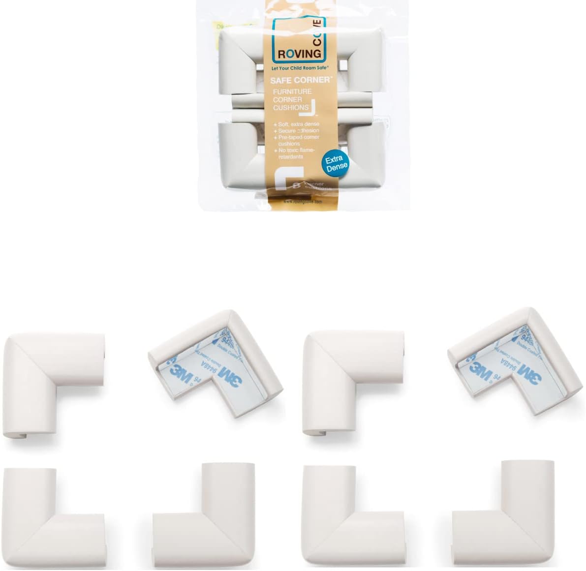 Roving Cove HeftyFit Corner Protector for Baby (8 Large Corners), Heavy-Duty Soft Rubber Foam