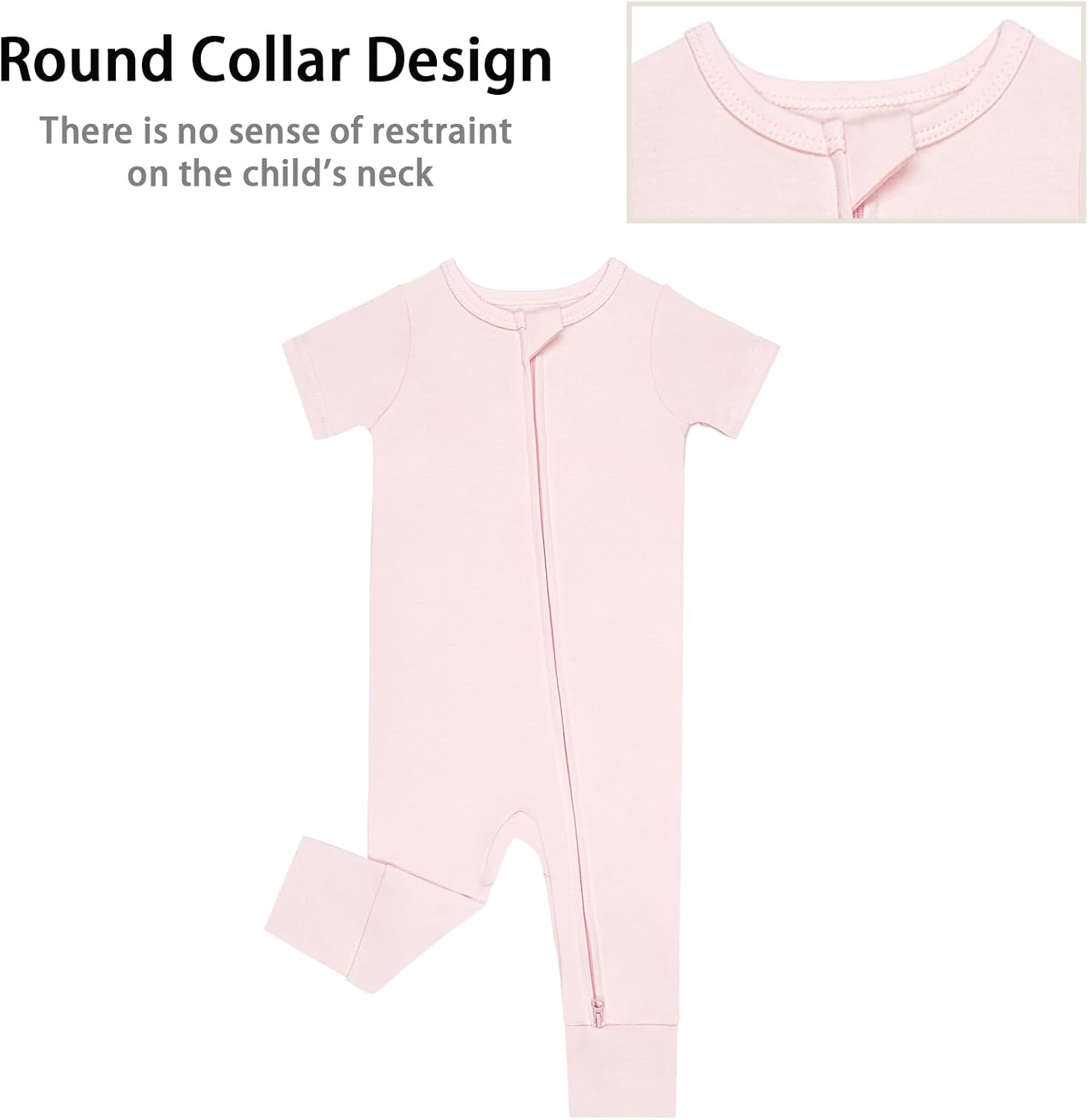 GUISBY Footless Short Sleeve Baby Pajamas with Zipper Cotton Infant Sleepwear