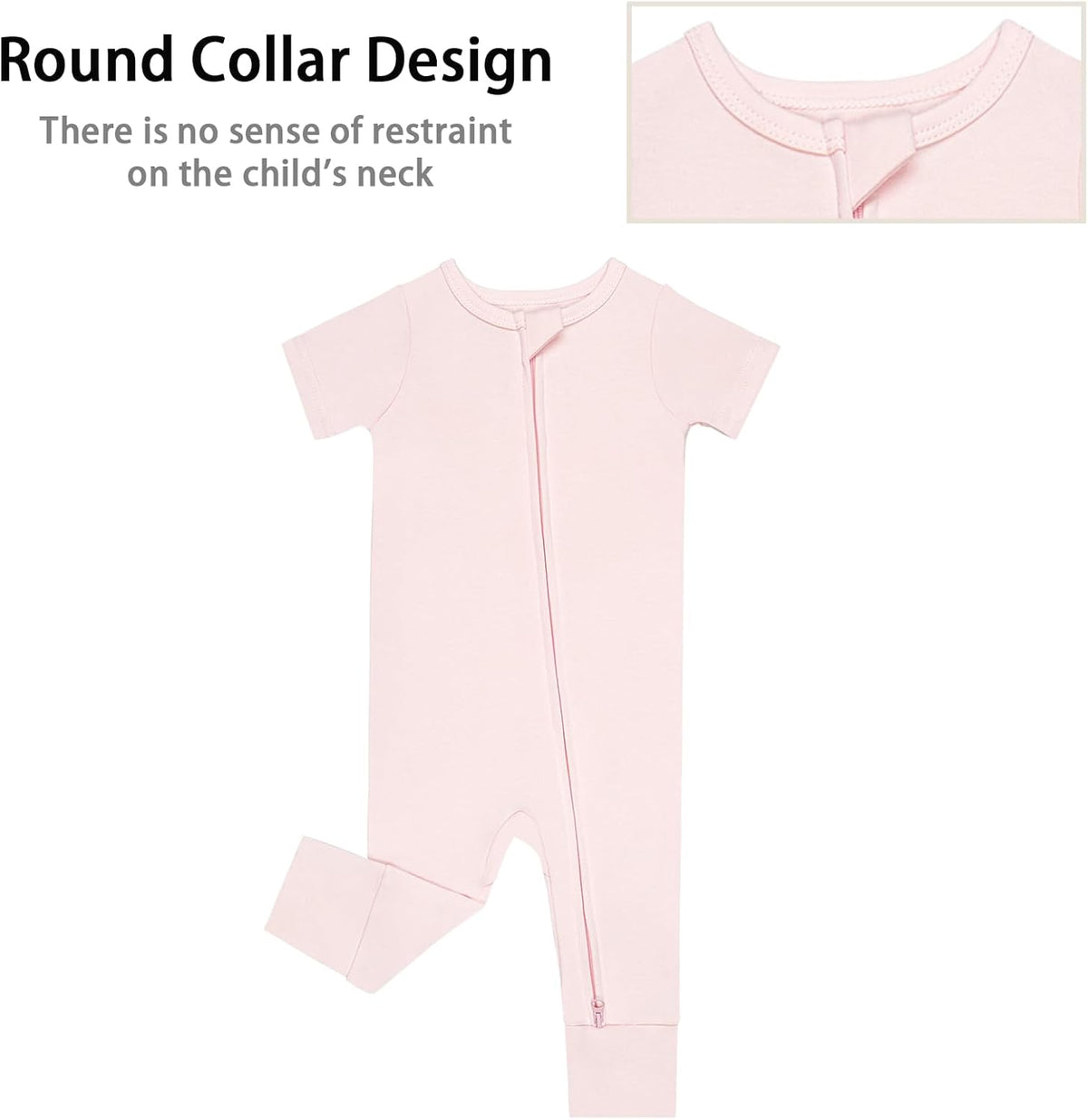 GUISBY Footless Short Sleeve Baby Pajamas with Zipper Cotton Infant Sleepwear