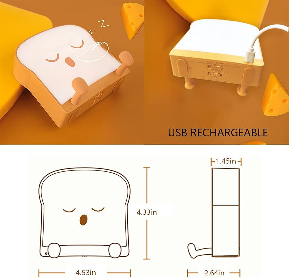 QANYI Cool Toast Bread Night Lamp, Desk Lamp Gifts for Women, Teen Girls & Adults - Men's Christmas