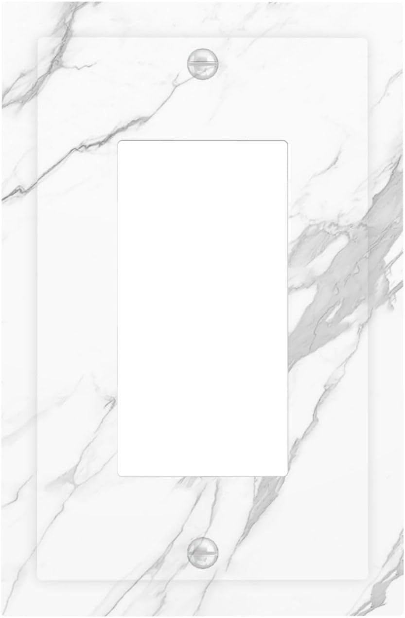 Decorative Outlet Covers Modern White Gray Marble 1 Gang Single Rocker Light Switch Cover Plate