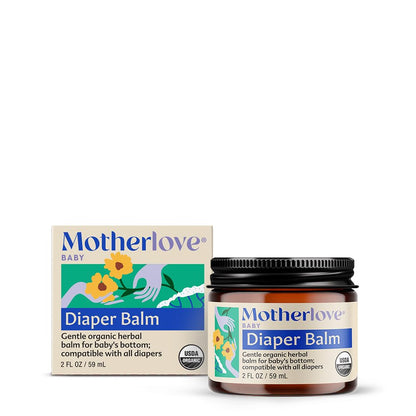 Motherlove Diaper Balm (2 oz) Organic Herbal Diaper Rash Cream—Cloth diaper Safe, Zinc Oxide- &
