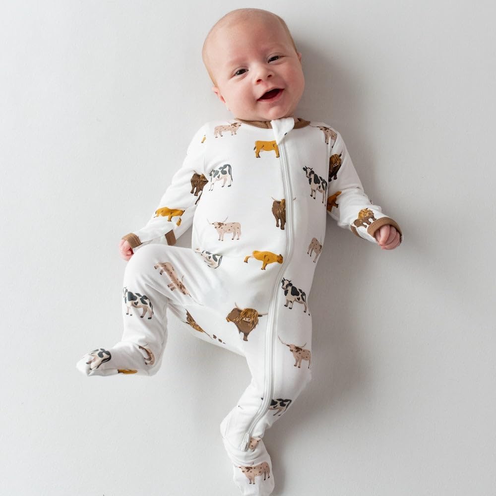 KYTE BABY Unisex Zipper Closure Footies, Rayon Made From Bamboo, 0-24 Months