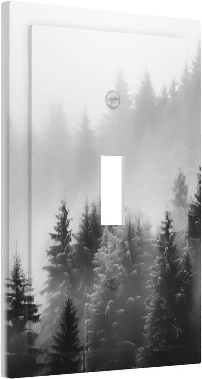 Foggy Forest Natural Scenery Retro Tree Pine Decorative Light Switch Cover 1 Gang Single Toggle